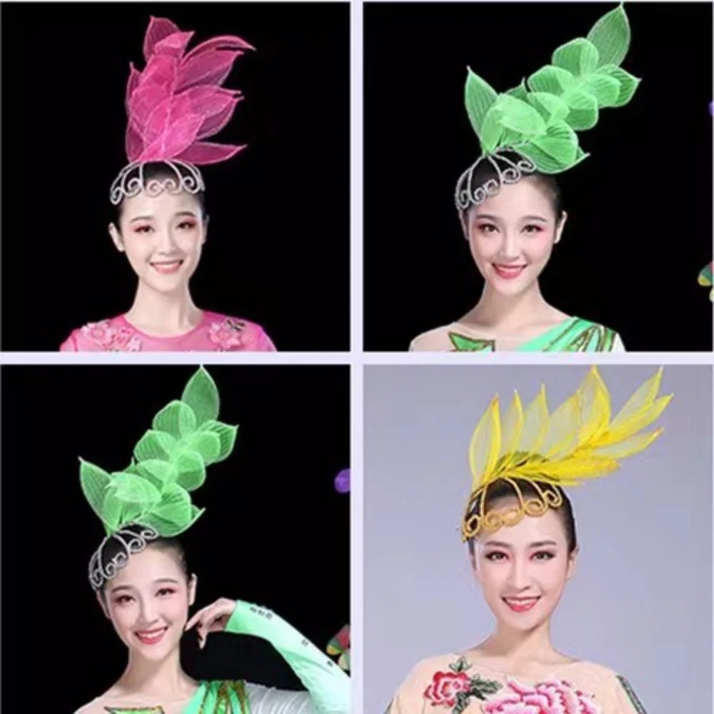 Women'S Yellow Accessories - Clibras de pelo esponjosas con hojas