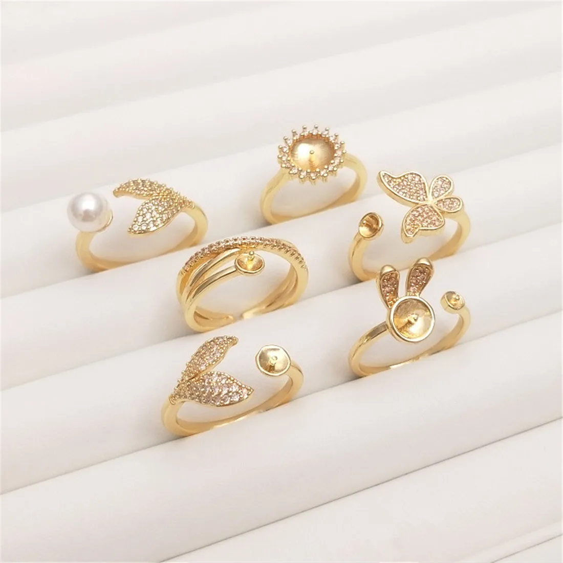 Anillo de perlas de cristal en - Wrap Ring Gold reseña y precio