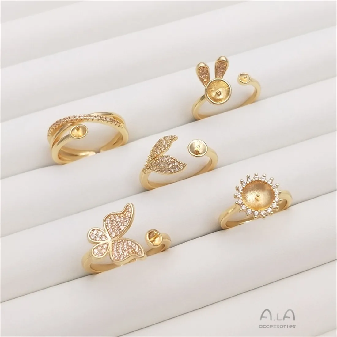 Anillo de perlas de cristal en - Wrap Ring Gold reseña y precio