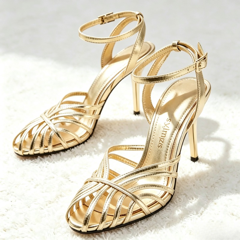 Sandalias de tacón alto con ba - Wrap Ring Gold reseña y precio
