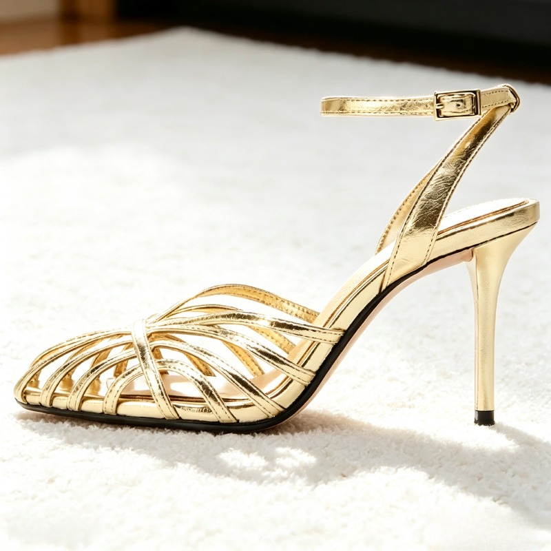 Sandalias de tacón alto con ba - Wrap Ring Gold reseña y precio